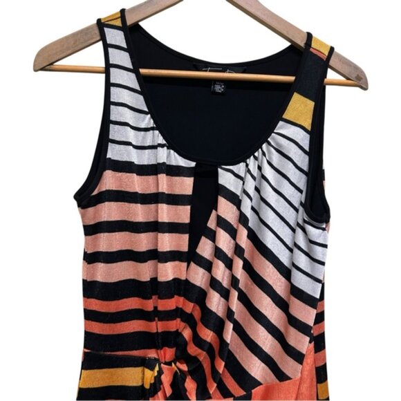 Tania D Asymmetrical Hem Orange Black Tank Top Size M - Picture 2 of 5